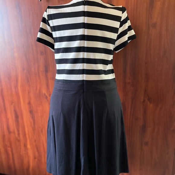 Loft - black/ivory striped knit dress - Picture 3 of 3